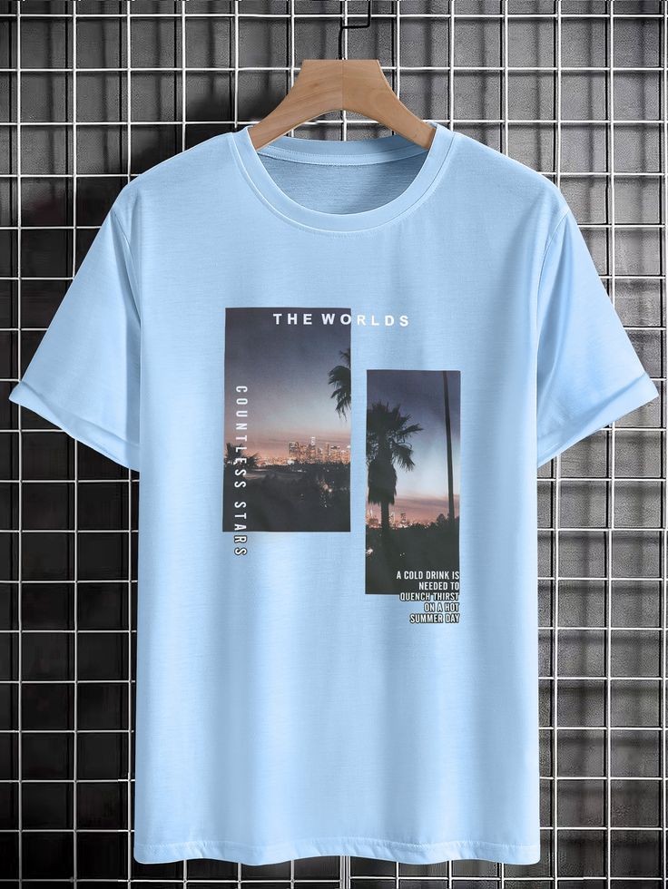 Men Coconut Tree & Slogan Graphic Tee